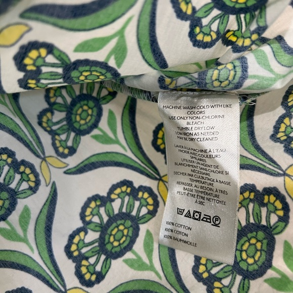 Anthropologie Maeve Zooey Bubble-Sleeve Blouse M green white button up cotton - Picture 11 of 11